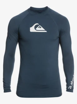 Cheap Quiksilver All Time Long Sleeve Upf 50 Rashguard Navy Blazer Heather