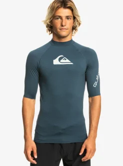 Fashion Quiksilver All Time Short Sleeve Upf 50 Rashguard Navy Blazer Heather