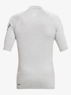 Clearance Quiksilver All Time Short Sleeve Upf 50 Rashguard Sleet Heather
