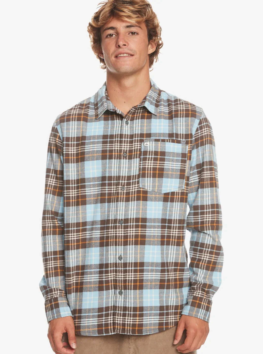 Shop Quiksilver Banchor Long Sleeve Shirt Major Brown Banchor
