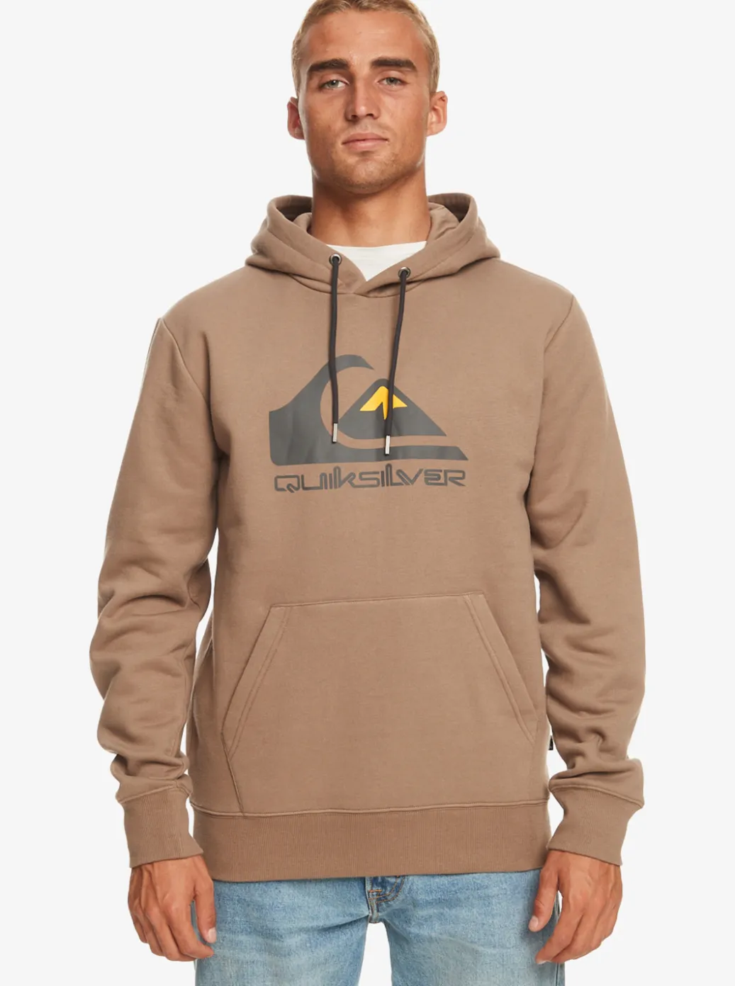 Outlet Quiksilver Big Logo Pullover Hoodie Fossil