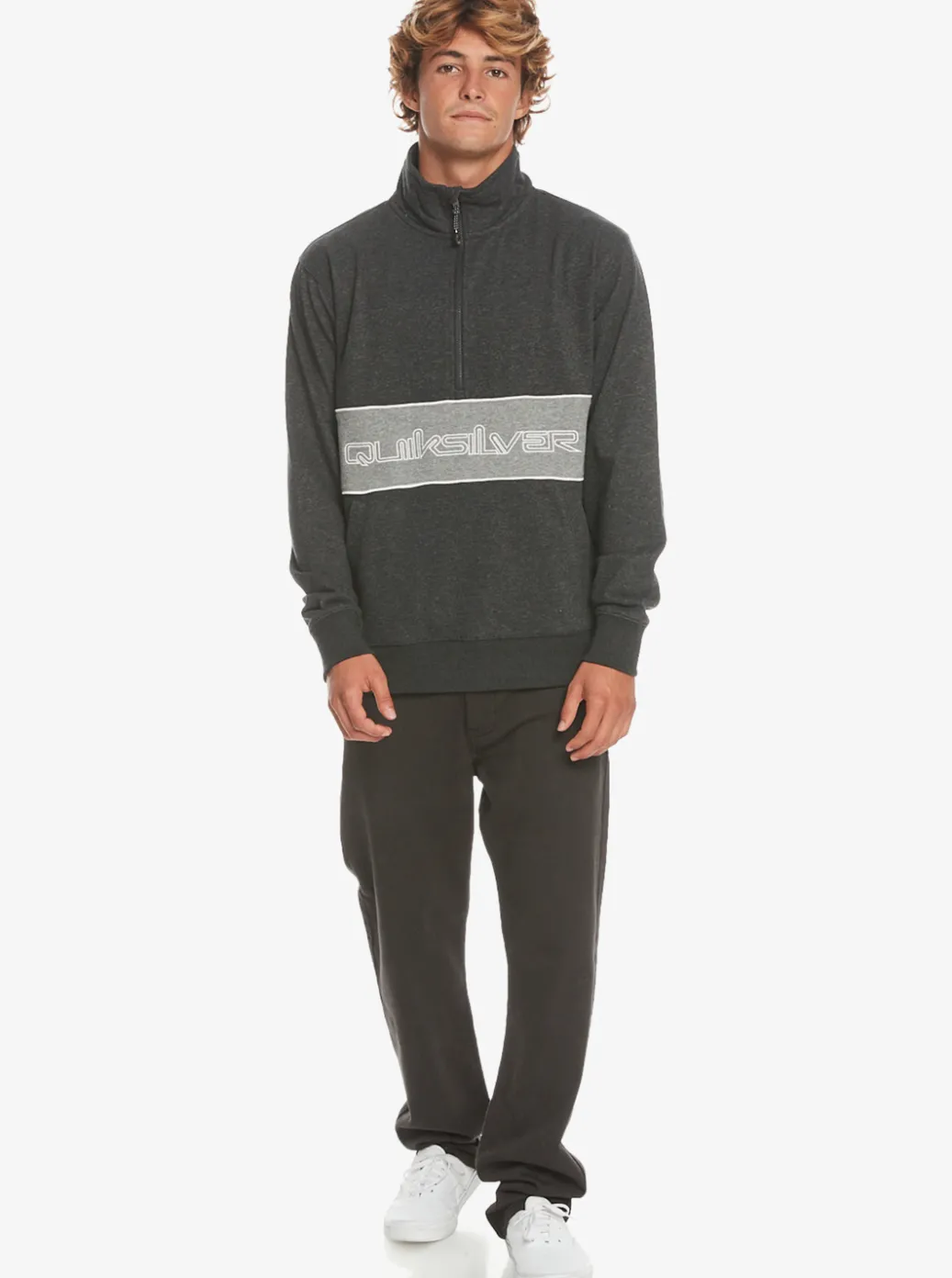Fashion Quiksilver Bold Omni Half-Zip Sweatshirt Black Heather