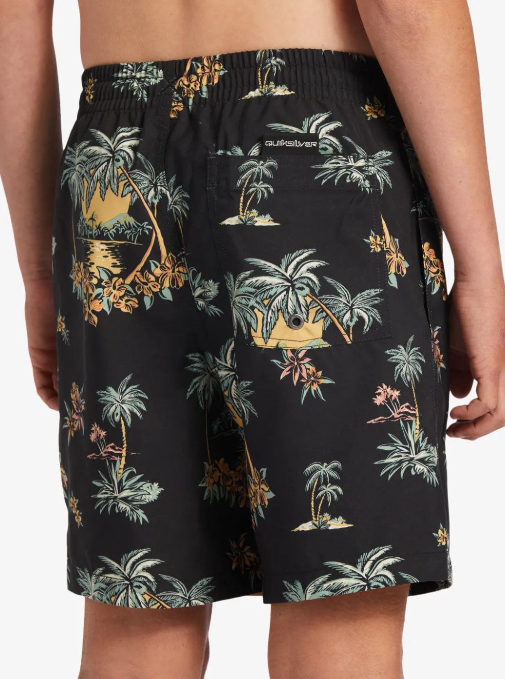 Hot Quiksilver Boy'S 8-16 Everyday Mix Vl 15Nb Elastic Waist Shorts Black Palm Spritz