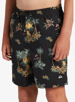 Hot Quiksilver Boy'S 8-16 Everyday Mix Vl 15Nb Elastic Waist Shorts Black Palm Spritz