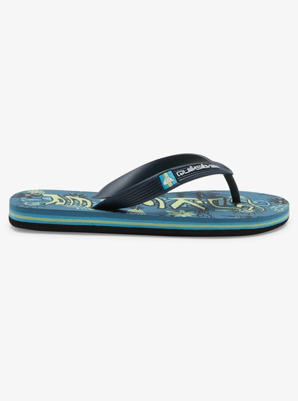 Hot Quiksilver Boy'S 8-16 Molokai Flip-Flops Black/Green/Blue
