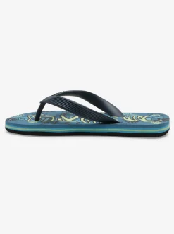 Hot Quiksilver Boy'S 8-16 Molokai Flip-Flops Black/Green/Blue