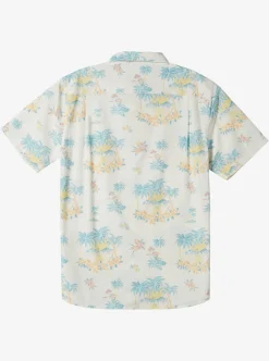Clearance Quiksilver Boy'S 8-16 Palm Spritz Short Sleeve Woven Shirt Snow White Palm Spritz