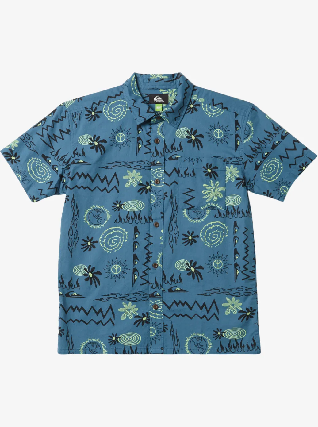 Store Quiksilver Boy'S 8-16 Radical Times Short Sleeve Woven Shirt Agean Blue Radical Times Ss