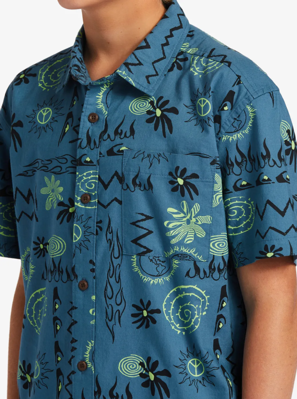 Store Quiksilver Boy'S 8-16 Radical Times Short Sleeve Woven Shirt Agean Blue Radical Times Ss