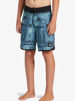 Online Quiksilver Boy'S 8-16 Surfsilk Radical Scallop 16 Boardshorts Aegean Blue