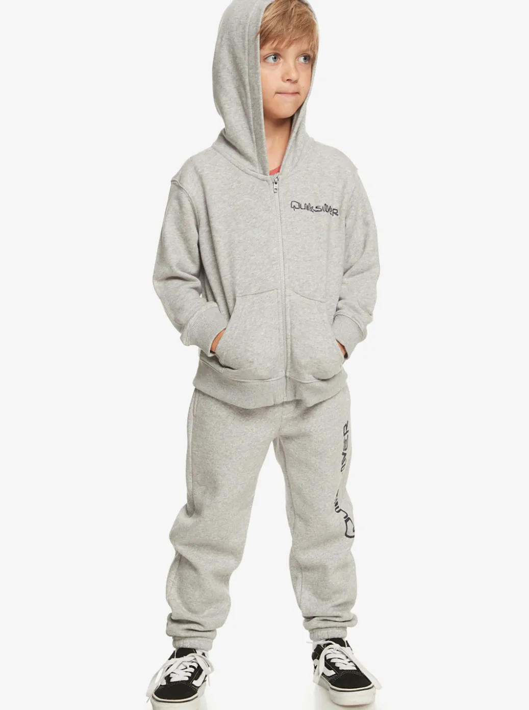 Clearance Quiksilver Boy'S 2-7 Vintage Rising Lines Zip-Up Hoodie Light Grey Heather
