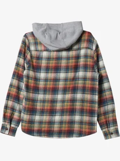 New Quiksilver Briggs Hooded Flannel Long Sleeve Top Mineral Red Briggs Flannel