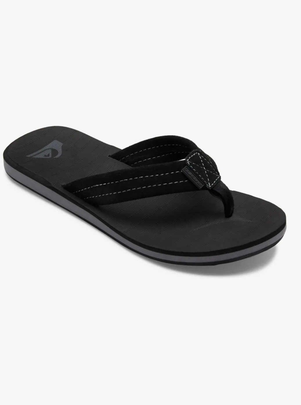 Shop Quiksilver Carver Suede Leather Sandals Solid Black