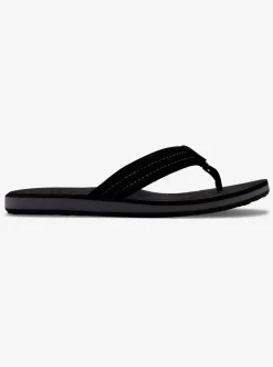 Shop Quiksilver Carver Suede Leather Sandals Solid Black