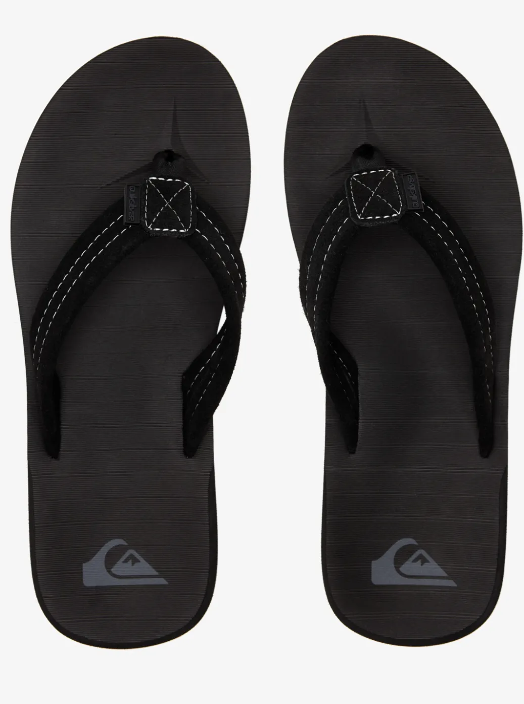 Shop Quiksilver Carver Suede Leather Sandals Solid Black