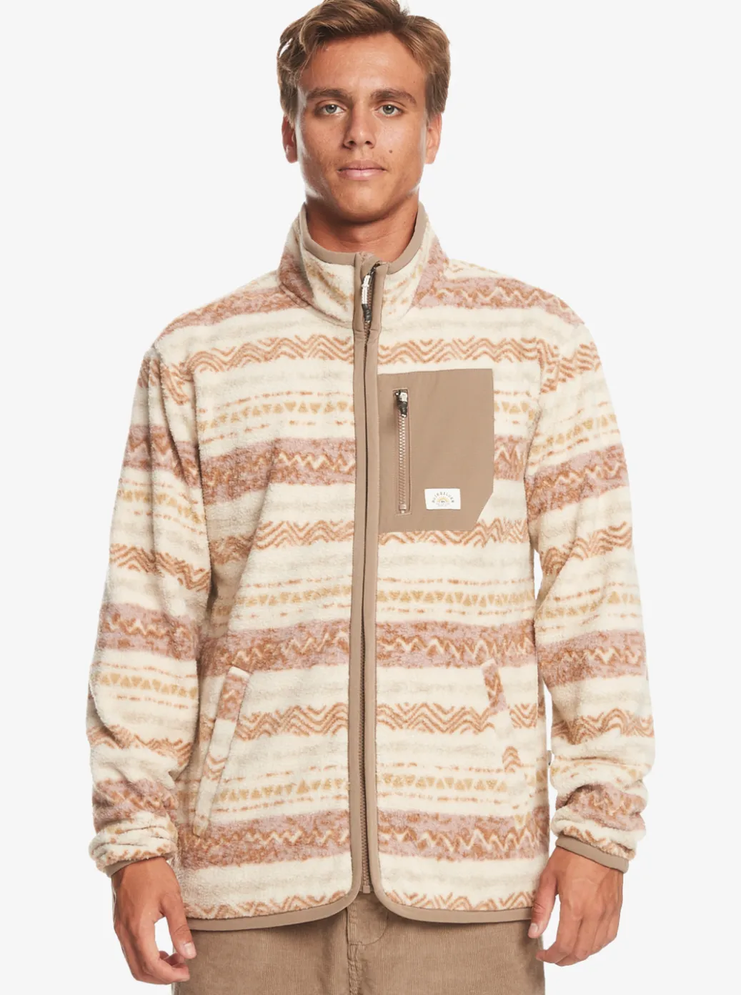 New Quiksilver Clean Coasts Zip-Up Fleece Birch Playa Mesa