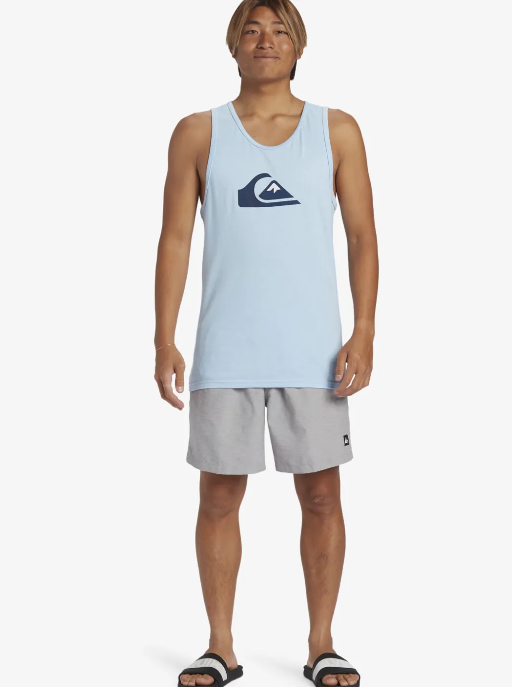 Shop Quiksilver Comp Logo Tank Top Clear Sky