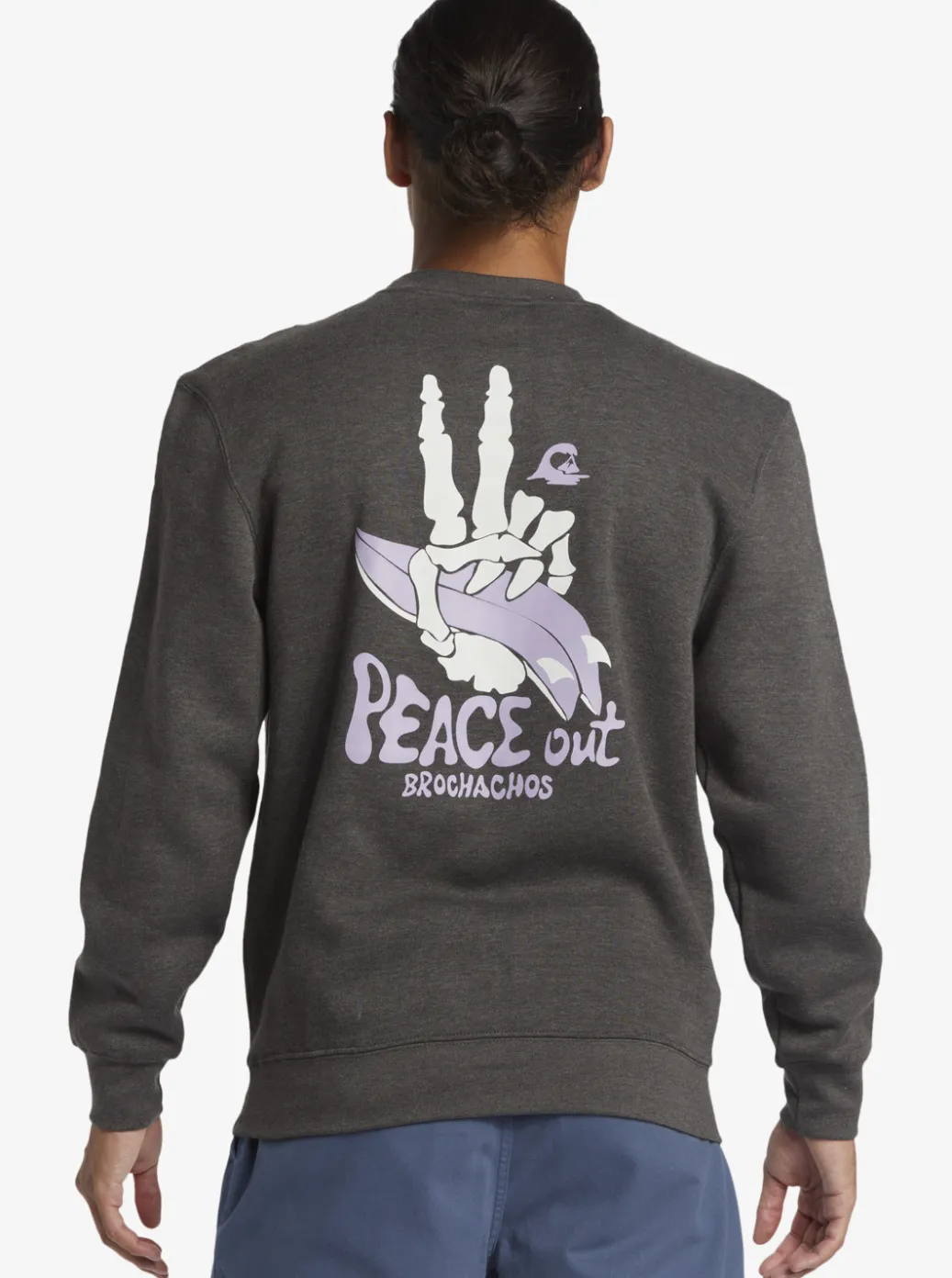Shop Quiksilver E Peace Out Crew Neck Sweatshirt Charcoal Heather