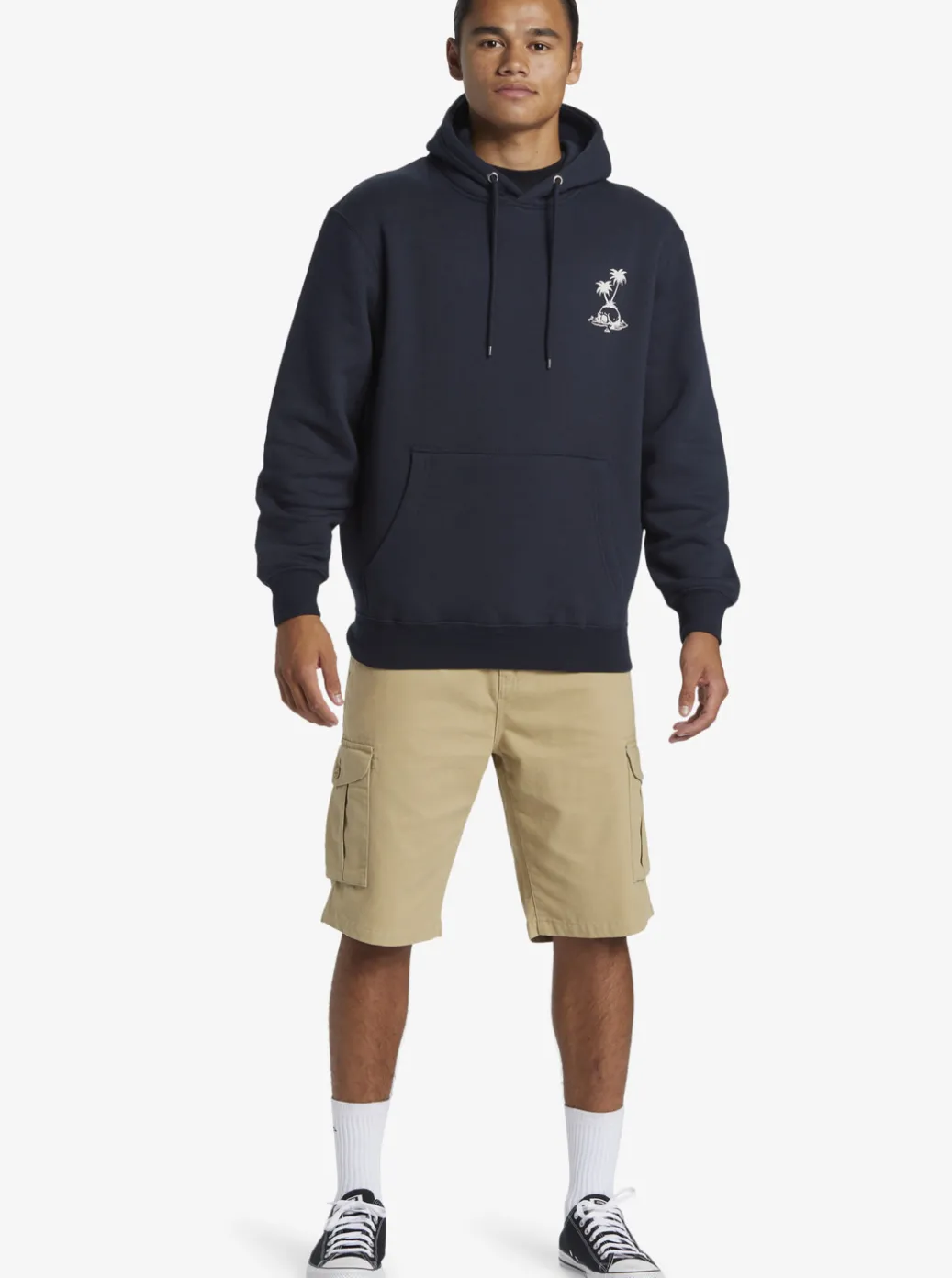 New Quiksilver E Rockin Hoodie Pullover Sweatshirt Midnight Navy