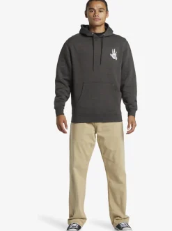 Hot Quiksilver E Rockin Hoodie Pullover Sweatshirt Charcoal Heather