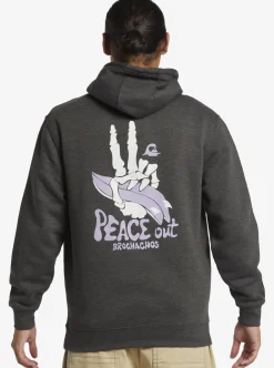 Hot Quiksilver E Rockin Hoodie Pullover Sweatshirt Charcoal Heather