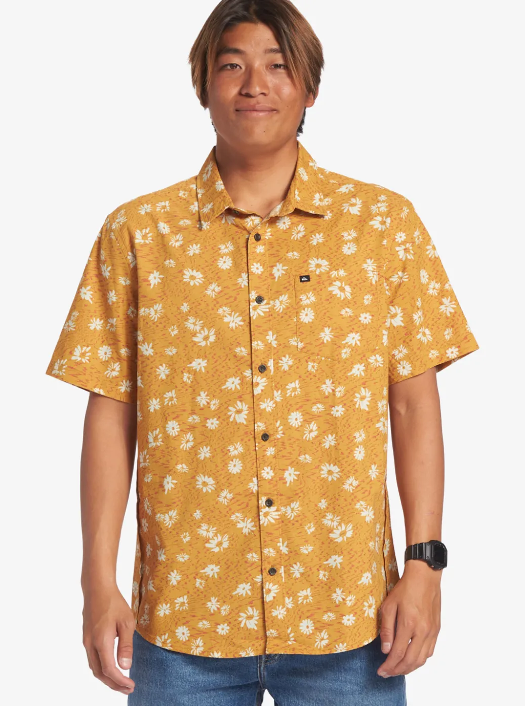 Fashion Quiksilver Future Hippie Short Sleeve Woven Shirt Mustard Future Hippy