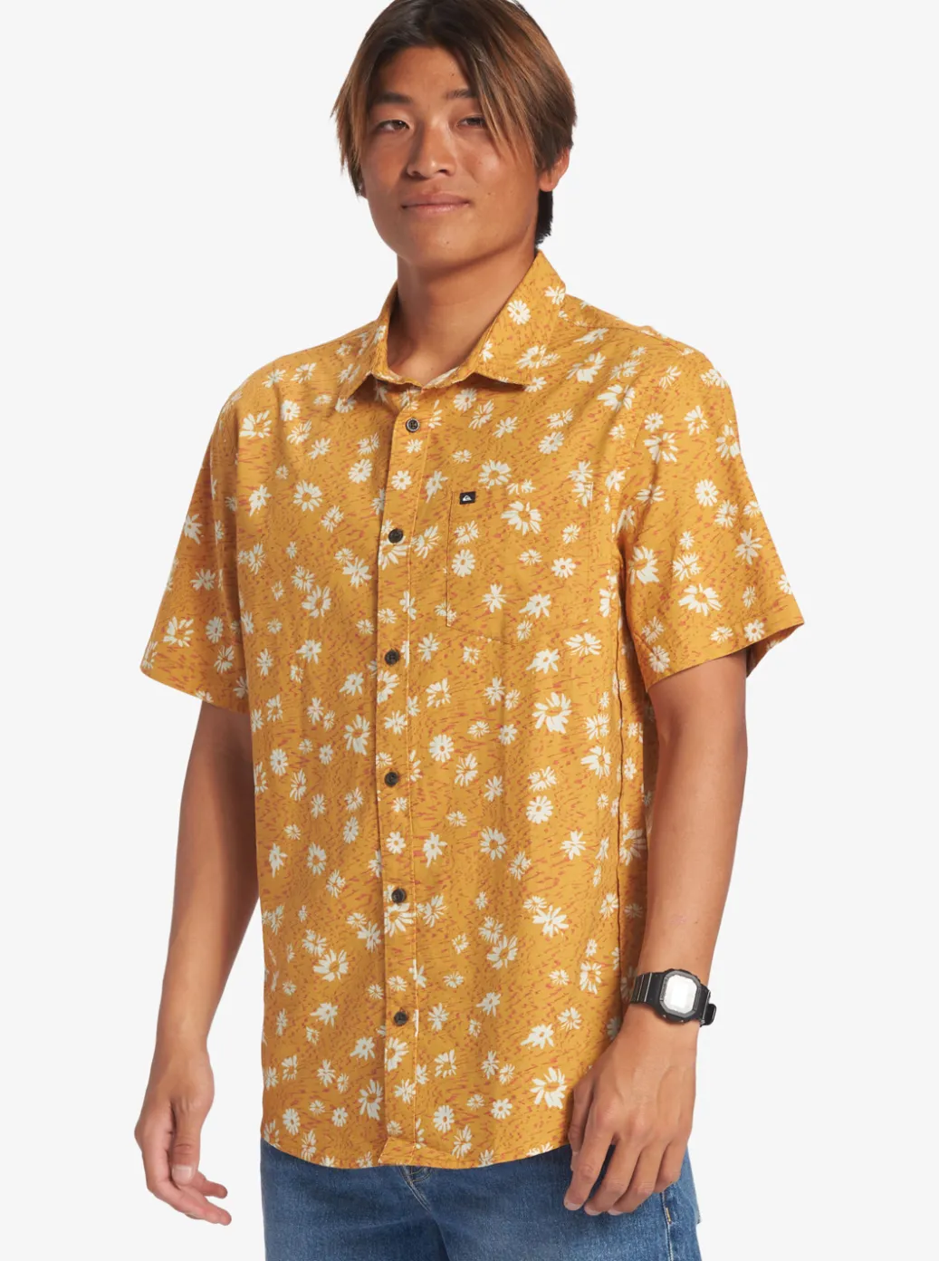 Fashion Quiksilver Future Hippie Short Sleeve Woven Shirt Mustard Future Hippy