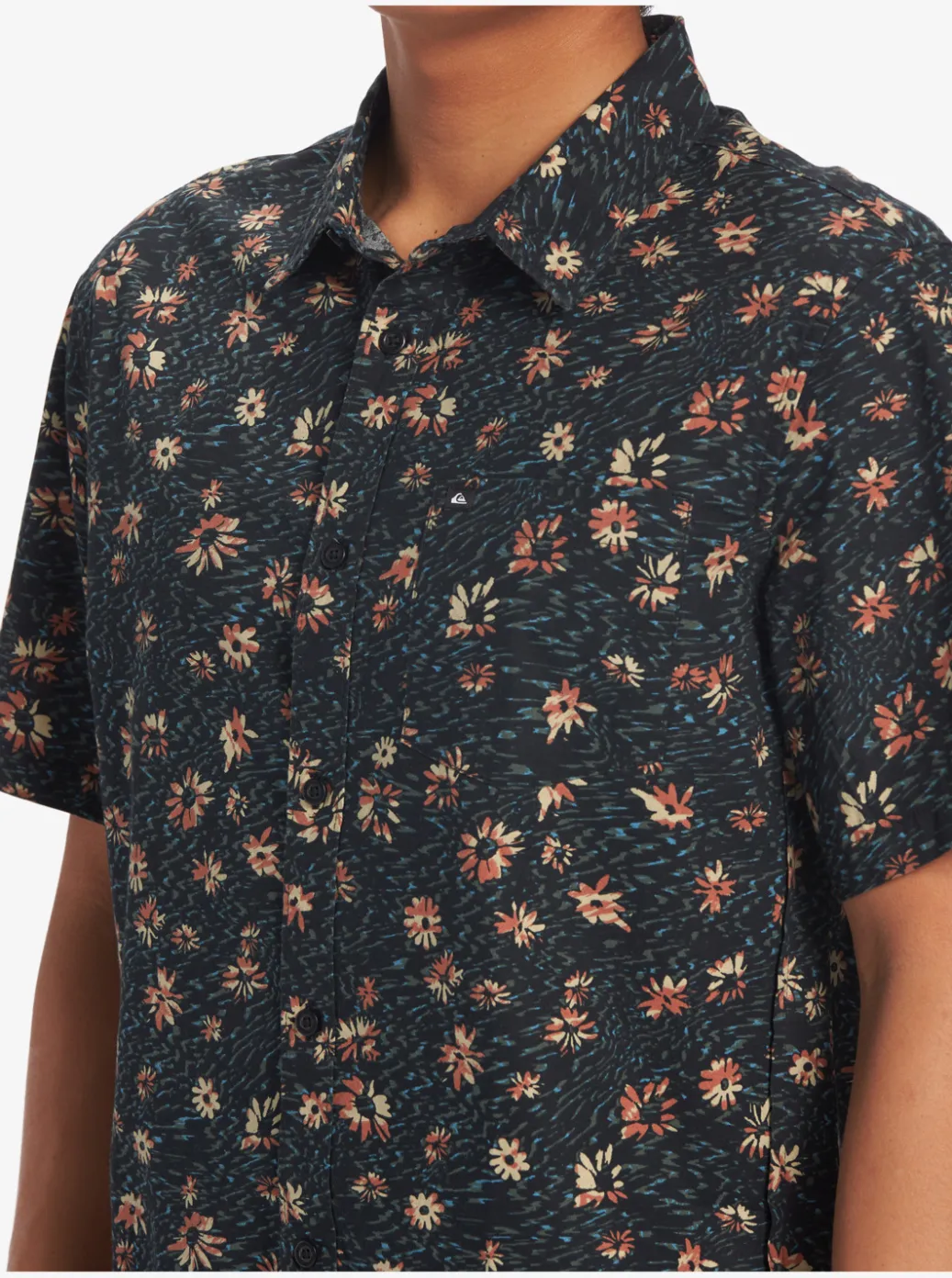 Clearance Quiksilver Future Hippie Short Sleeve Woven Shirt Black Future Hippy