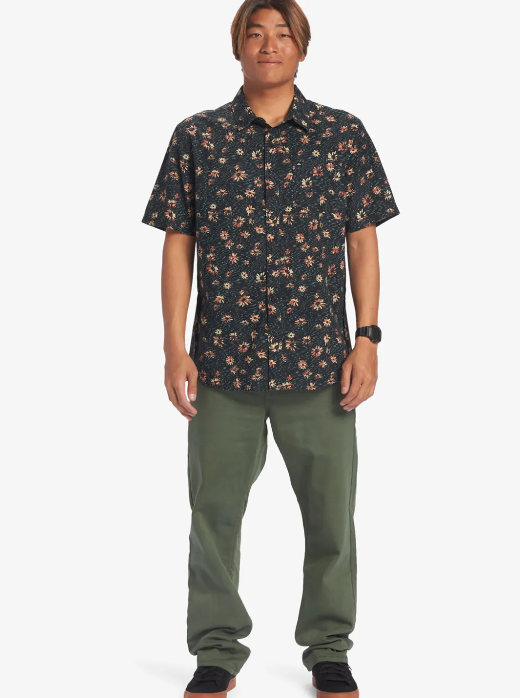 Clearance Quiksilver Future Hippie Short Sleeve Woven Shirt Black Future Hippy