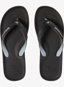 New Quiksilver Haleiwa Flip-Flops Black/Grey/Black
