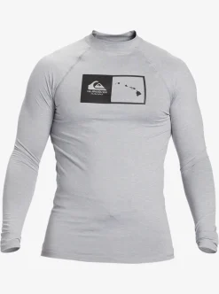 Shop Quiksilver Hawaii Double Down Upf 50 Long Sleeve Surf Tee Sleet Heather