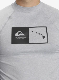 Shop Quiksilver Hawaii Double Down Upf 50 Long Sleeve Surf Tee Sleet Heather