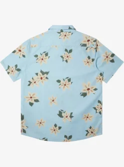 New Quiksilver Hawaii Lei Day Woven Hawaiian Shirt Sky Blue