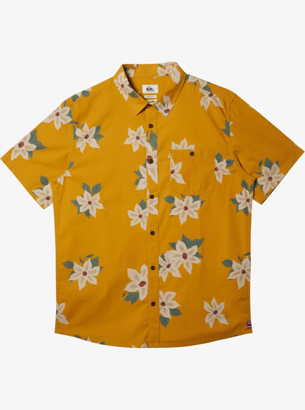 Discount Quiksilver Hawaii Lei Day Woven Hawaiian Shirt Mustard