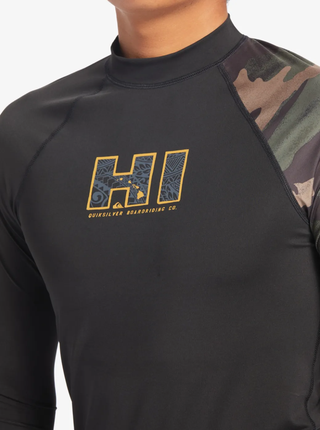 New Quiksilver Hi Island Rush Long Sleeve Upf 50 Rashguard Black