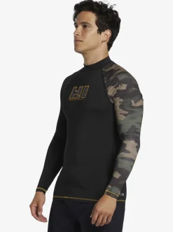 New Quiksilver Hi Island Rush Long Sleeve Upf 50 Rashguard Black