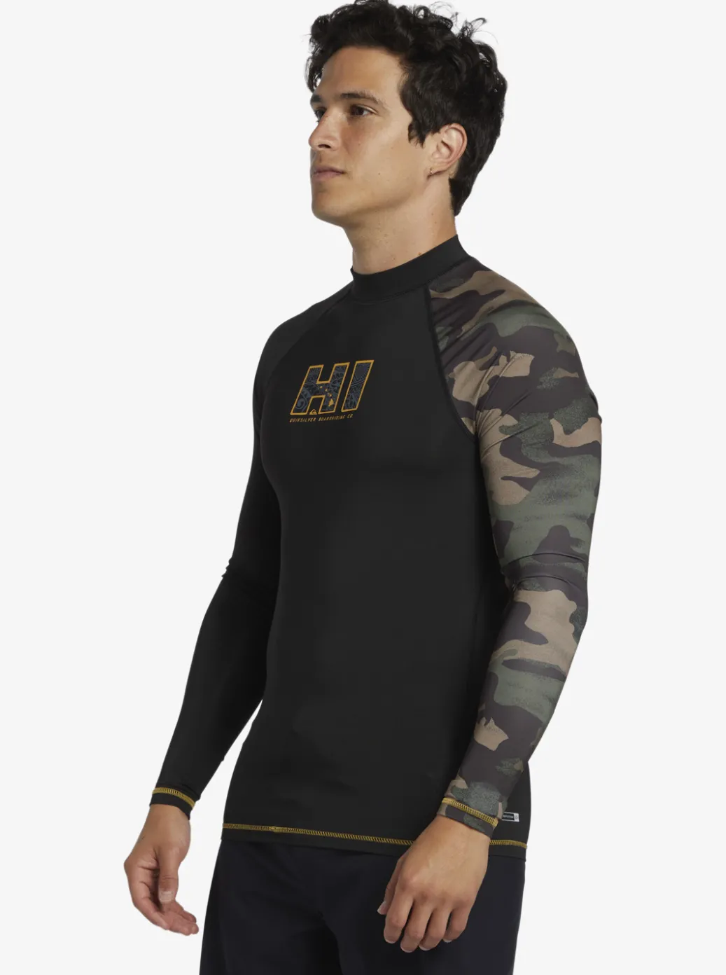 New Quiksilver Hi Island Rush Long Sleeve Upf 50 Rashguard Black