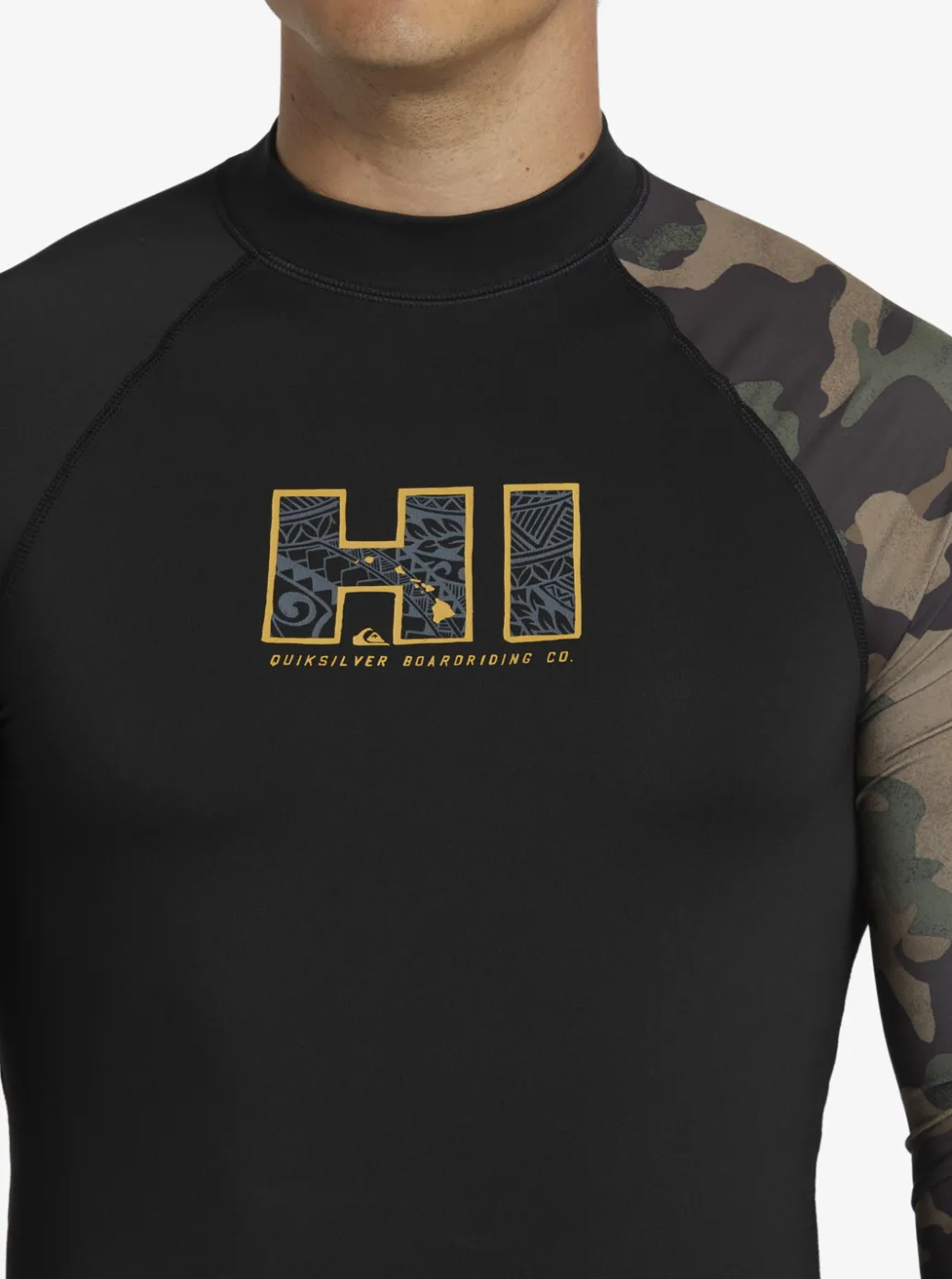 New Quiksilver Hi Island Rush Long Sleeve Upf 50 Rashguard Black