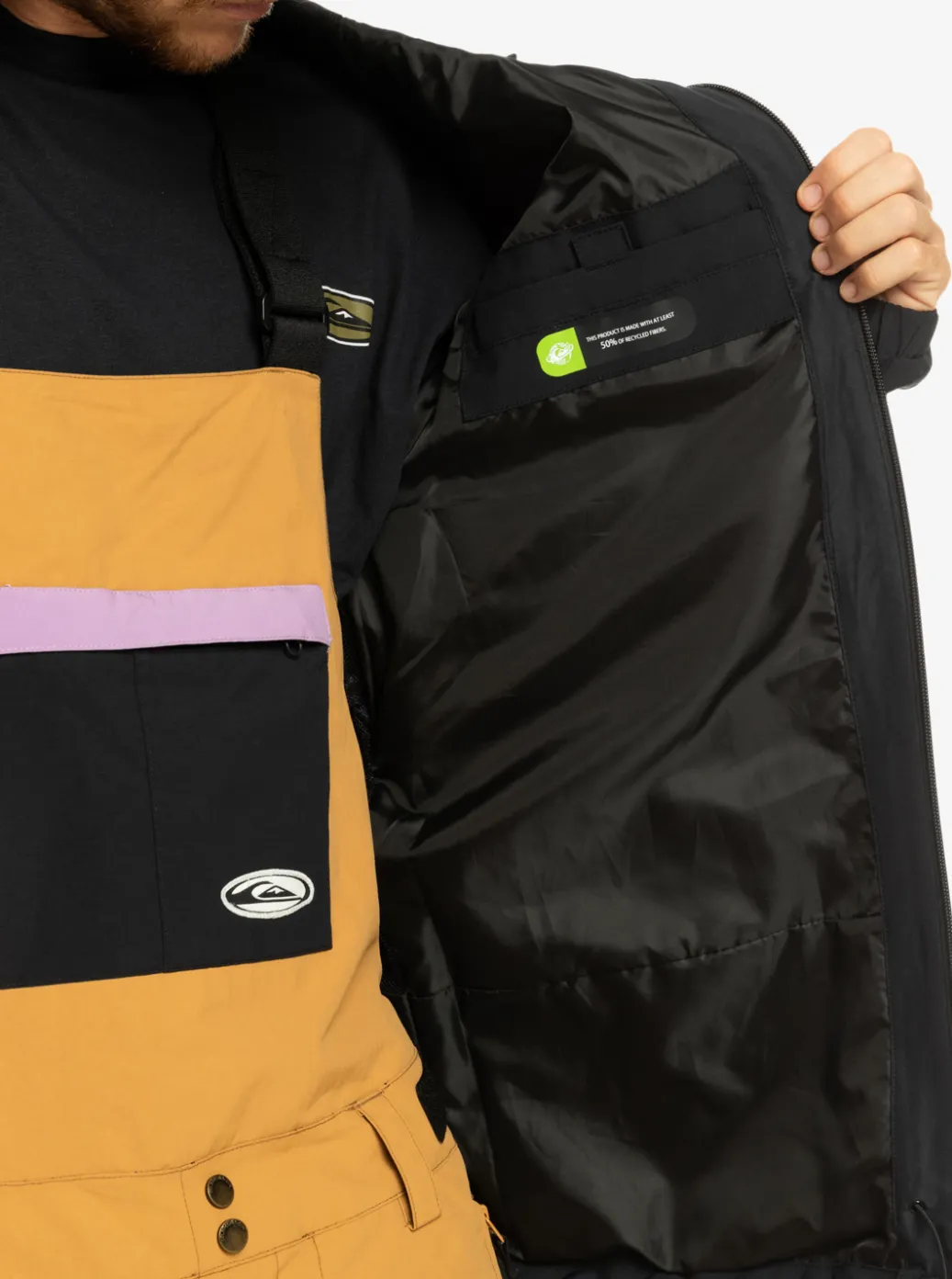 Cheap Quiksilver High In The Hood Technical Snow Jacket True Black