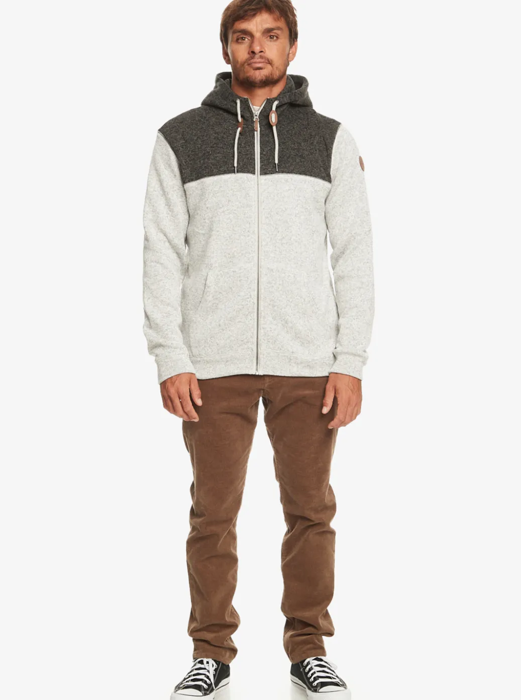 Shop Quiksilver Keller Zip-Up Hoodie Light Grey Heather