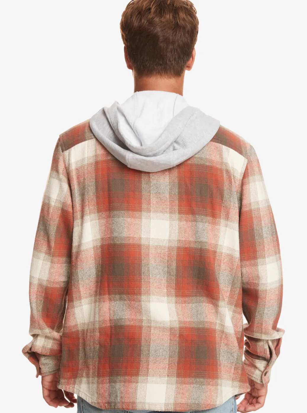 Clearance Quiksilver Kinloss Long Sleeve Hooded Shirt Baked Clay Kinloss