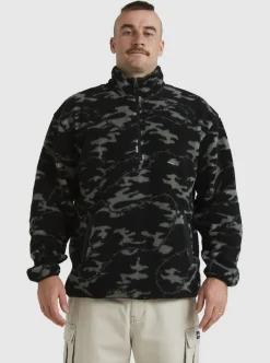 Fashion Quiksilver Mikey Zip Sherpa Half-Zip Fleece Black Mongrel