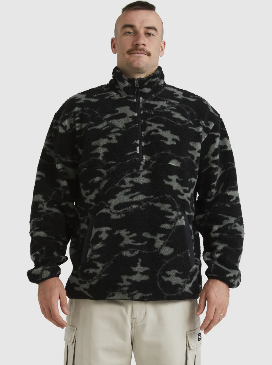 Fashion Quiksilver Mikey Zip Sherpa Half-Zip Fleece Black Mongrel