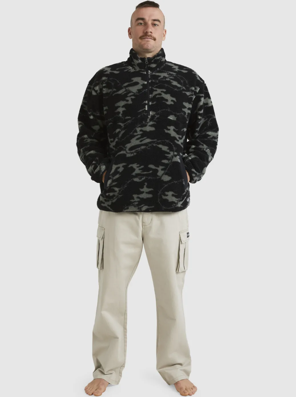 Fashion Quiksilver Mikey Zip Sherpa Half-Zip Fleece Black Mongrel