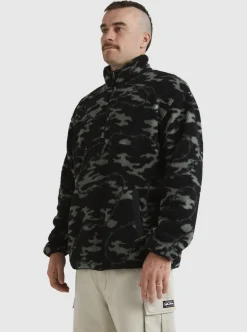 Fashion Quiksilver Mikey Zip Sherpa Half-Zip Fleece Black Mongrel