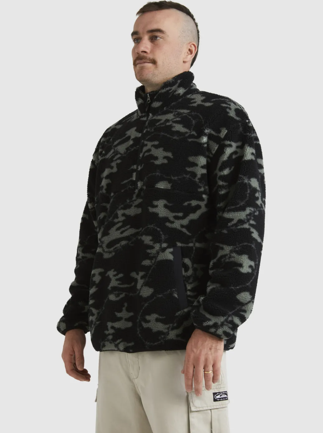 Fashion Quiksilver Mikey Zip Sherpa Half-Zip Fleece Black Mongrel