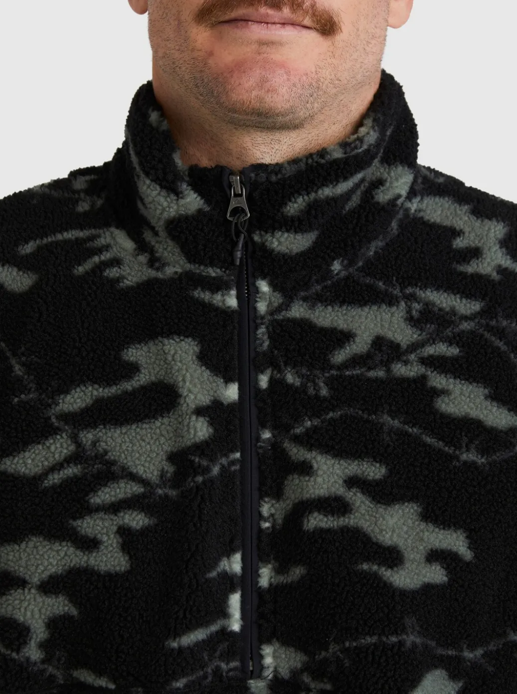 Fashion Quiksilver Mikey Zip Sherpa Half-Zip Fleece Black Mongrel