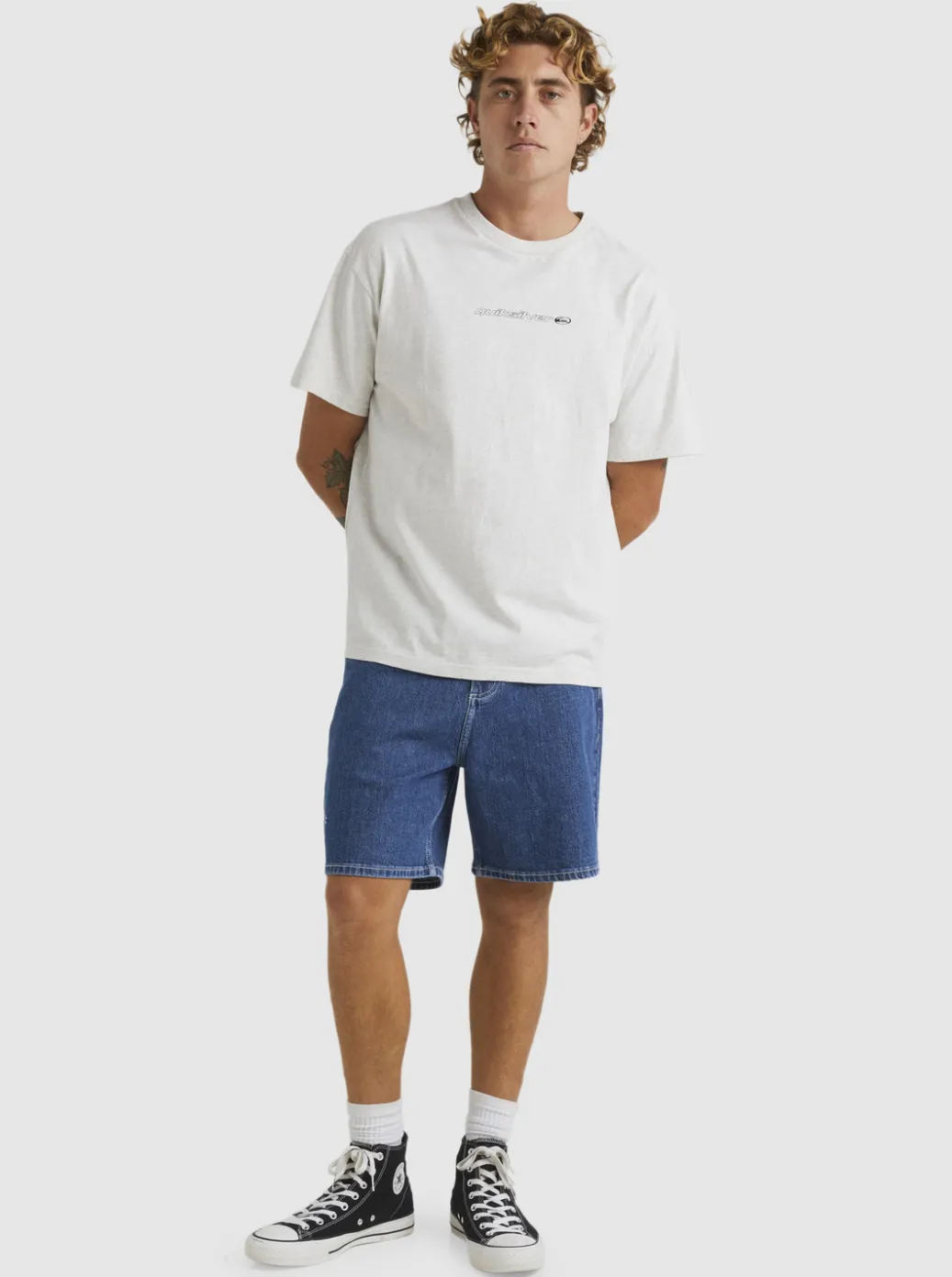 Hot Quiksilver New Instinct Short Sleeve Stn T-Shirt Snow Heather