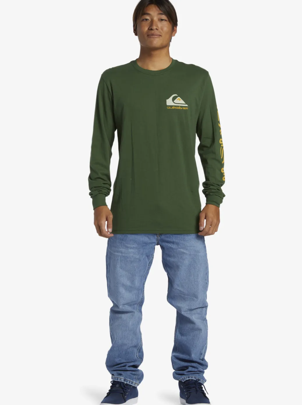 Fashion Quiksilver Omni Logo Long Sleeve T-Shirt Greener Pastures