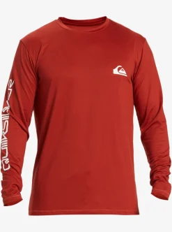 Hot Quiksilver Omni Session Long Sleeve Upf 50 Surf T-Shirt Red Ochre